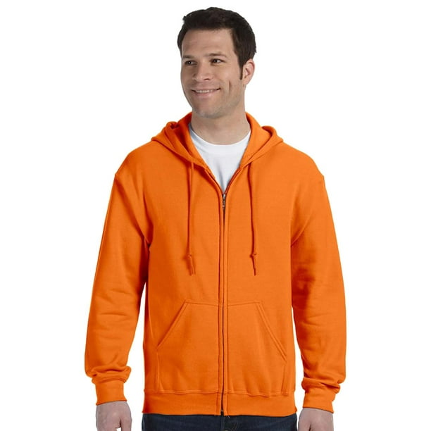 G18600 Gildan Heavy Blend Adult Full Zip Hooded Sweatshirt Safety Orange Medium Walmart