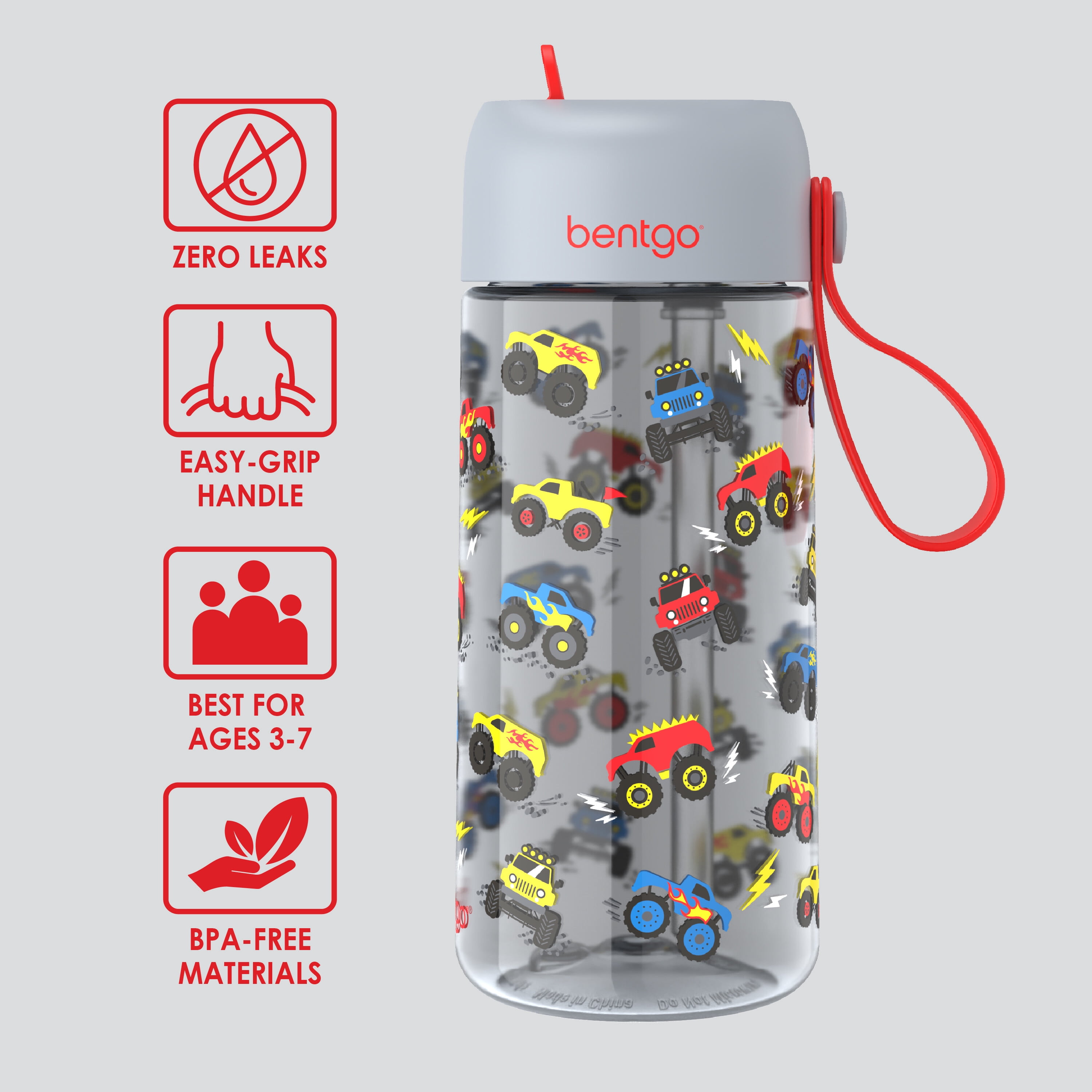 Bentgo Kids Water Bottle (2-Pack) - Trucks