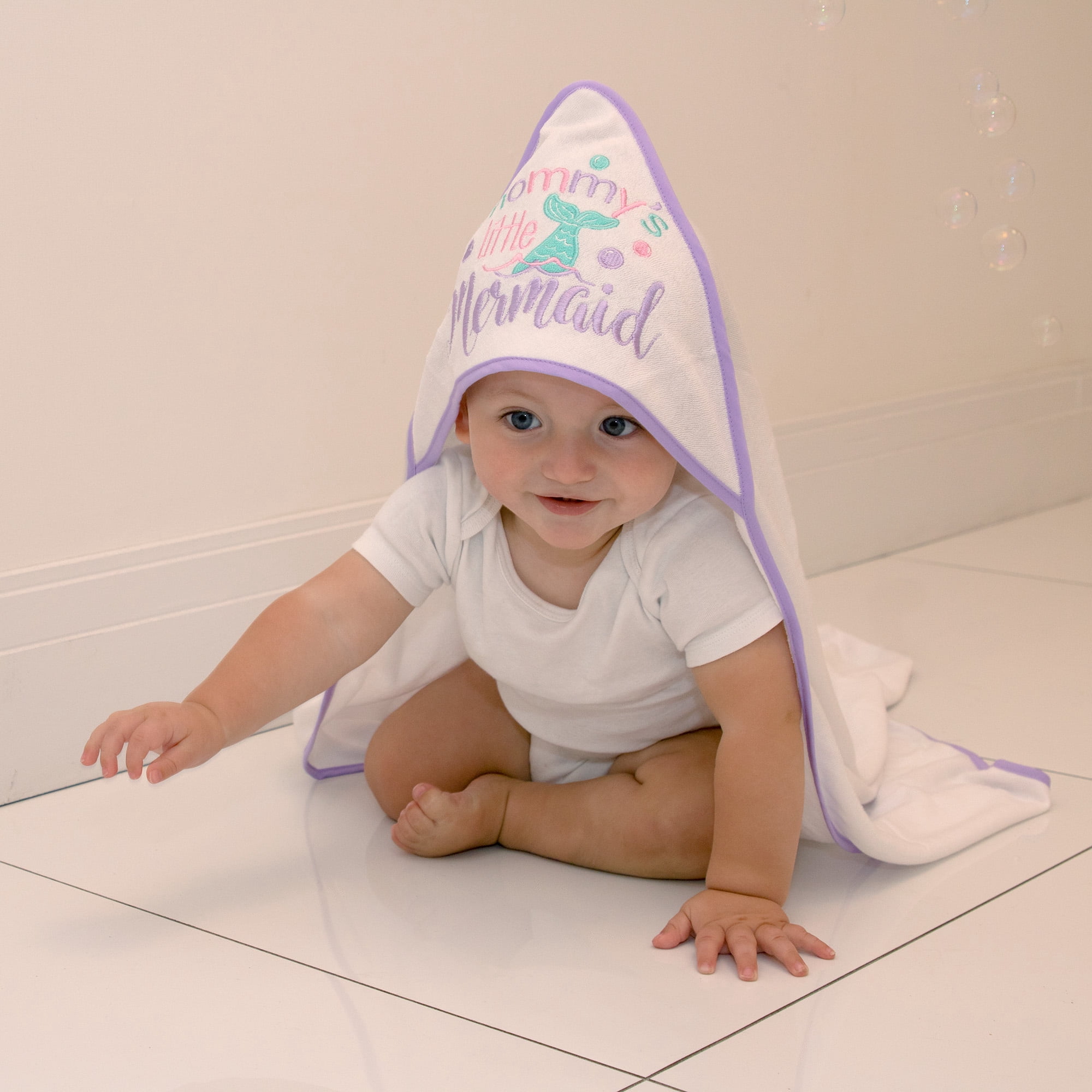 Baby Essentials 6 Piece Bath Towel Washcloth Set Infants Toddlers 6 – 12 Months Bath, Shower, Beach, Pool in Mommy's Mermaid