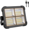 thumbnail image 1 of Reflector LED Recargable, Lámpara para Sitio De Construcción De 80 W, Luz De Trabajo Portátil 200 LED/Panel Solar/4 Modos De Iluminación/Batería Externa De 6000 Mah,I, 1 of 5