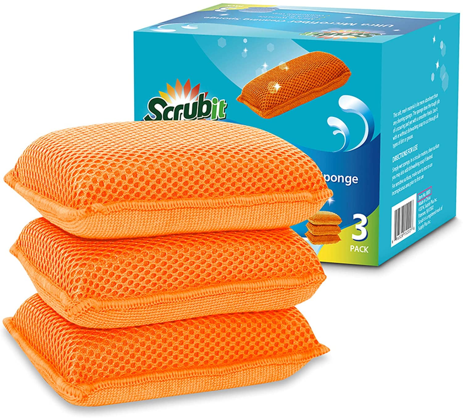 Miracle Microfiber Kitchen Sponge by Scrub-It - Non ...