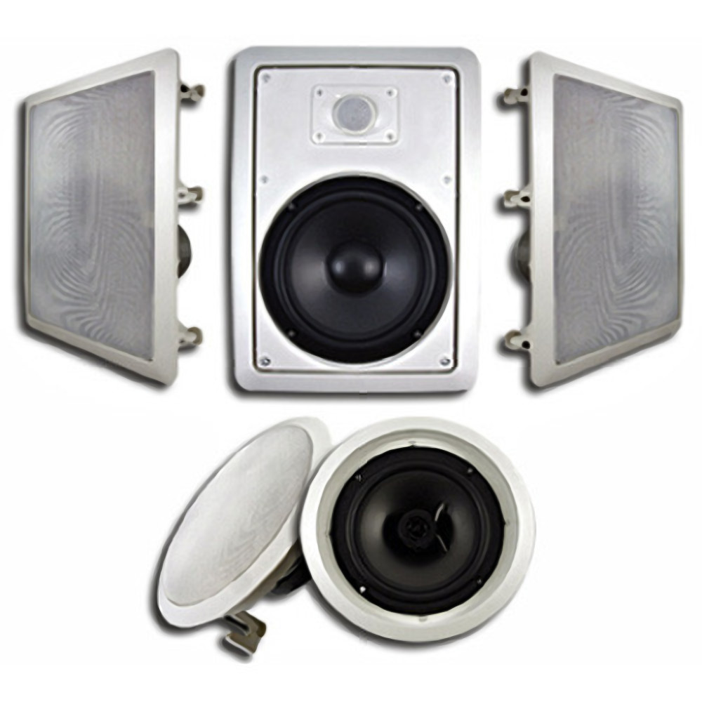 Acoustic Audio 5.1 Speaker System Flush Mount 5 Speaker Set and 8" Powered Sub - image 2 of 4
