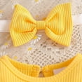 thumbnail image 5 of Atogsazn Toddler Baby Girls Clothes Set Infant Ruffle Long Sleeve Romper Ribbed Tulle Dress with Headband Outfit Orange 6-9 Months Fashion, 5 of 8