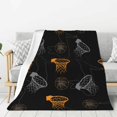 thumbnail image 1 of Manta de baloncesto deportiva con diseño de canasta para todas las estaciones, ultra suave y cálida manta de forro polar para el hogar, cama, sofá, sillón, viajes al aire libre, camping, 60 x 50, 1 of 8