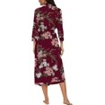 thumbnail image 5 of Peignoir pour Femmes Léger à Manches 3/4, Robe de Chambre Kimono à Col en V, Longue Tenue de Nuit, 5 of 5