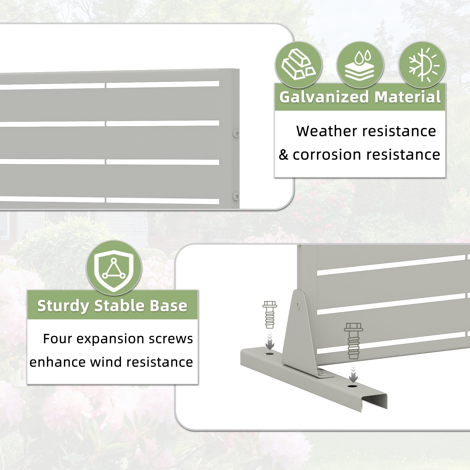 MAYEERTY 72×47" Outdoor Gray Metal Privacy Panel Screen for Backyard & Garden, Louvered Pattern