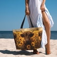 thumbnail image 4 of JUNZAN Cute Cow Sunflower Field Pattern Women's Large Beach Bag,Waterproof Sandproof Zipper Beach Tote Bag for Pool Gym Grocery Travel with Wet Pocket, 4 of 7