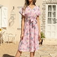 thumbnail image 2 of QIPOPIQ Midi Robes pour Femmes à Étages à Manches Courtes Robes Décontractées Tendance Robe Bandage d'Été Robe Aguichant à Imprimé Floral Offres 2023, 2 of 4