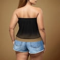 thumbnail image 4 of QETYUW Plus Size Tube Tops for Women Pleated Strapless Blouses Gradient Off The Shoulder Top Summer Casual Bandeau Tanks, 4 of 6