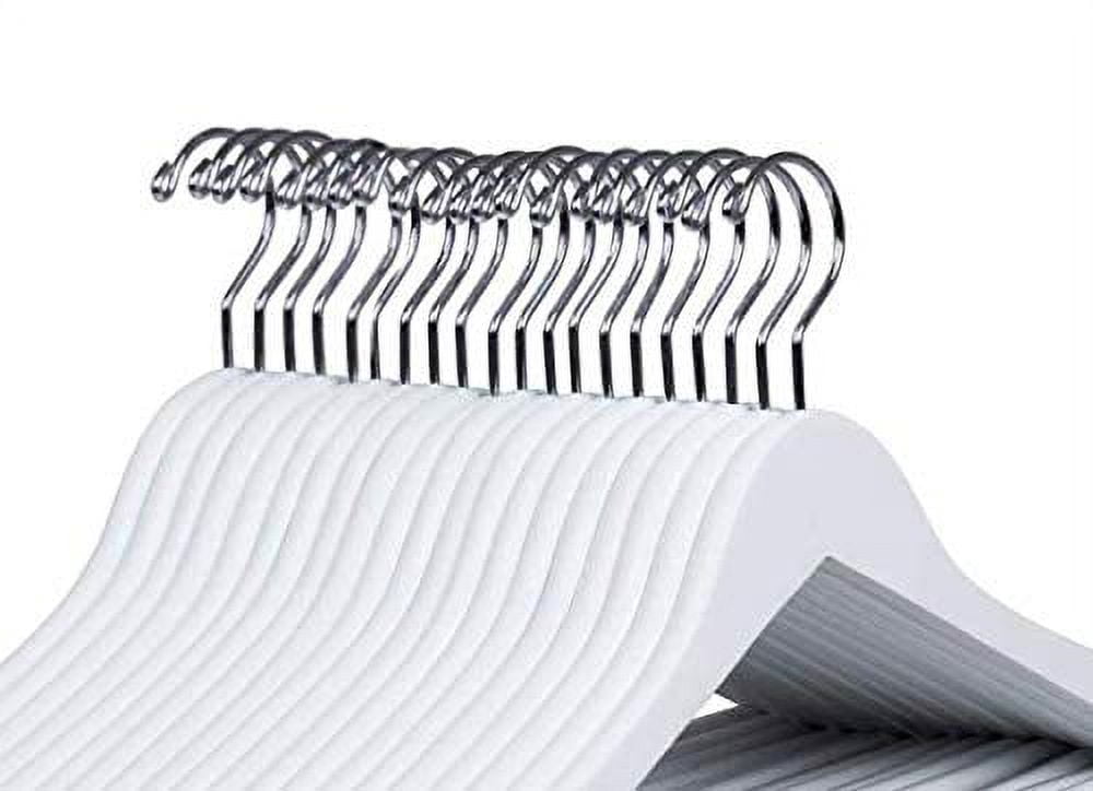 NAHANCO #8017W 17" White Gloss Flat Wooden Suit Hangers with Stationary Pant Bar (Pack of 100)