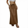 thumbnail image 2 of GEWSEY Womens Maxi Skirt 2025 Casual Flowy Elastic High Waist Long Skirts (Coffee, M), 2 of 7