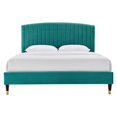 thumbnail image 5 of Platform Bed Frame, Queen Size, Teal Blue, Velvet, Modern Contemporary, Bedroom Master Guest Suite Room, 5 of 5