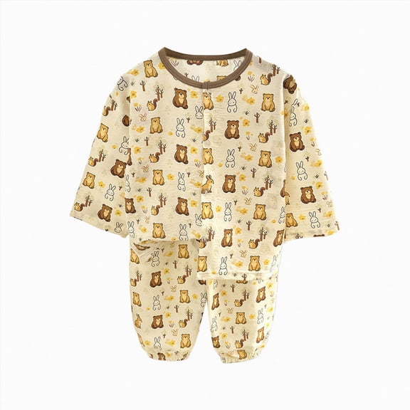 masbird Little Boys Girls Pajamas Toddler Clothes Truck Sleepwear Cotton 2 Pieces Pjs Kids Jammies Sets for 6-24 Months 2 3 4 5 6 7 8 9 T Children(Brown,6-12 M)