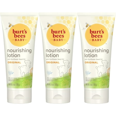 Burt's Bees Baby Nourishing Lotion, Original Scent Baby Lotion, 6 Ounce Tube, Pack of 3