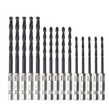 

YMILEMY High Quality Strong Hexagon Black Twist Drill High Speed Steel Jobber Drill Bits for Wood Plastic Metal 15 Pcs