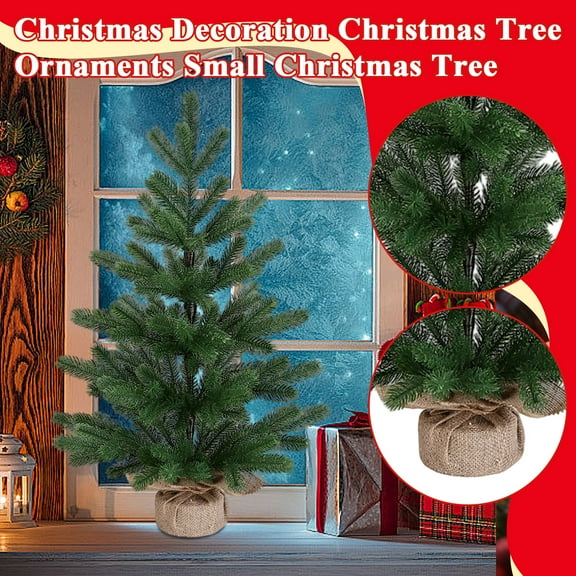 Artificial Norfolk Pine Trees , 20in Fake Potted Tree with Decorative Burlap Base & Real Touch Leaves, UV Protected Indoor Outdoor Plant for Home Office Garden Decor