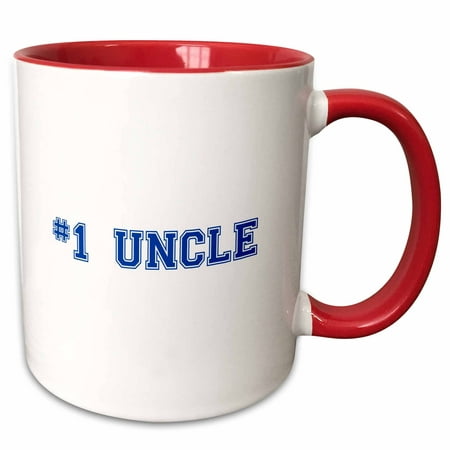 3dRose #1 Uncle - Number One Uncle - dark navy blue text - best honorary uncle - Family and Relatives gifts - Two Tone Red Mug,