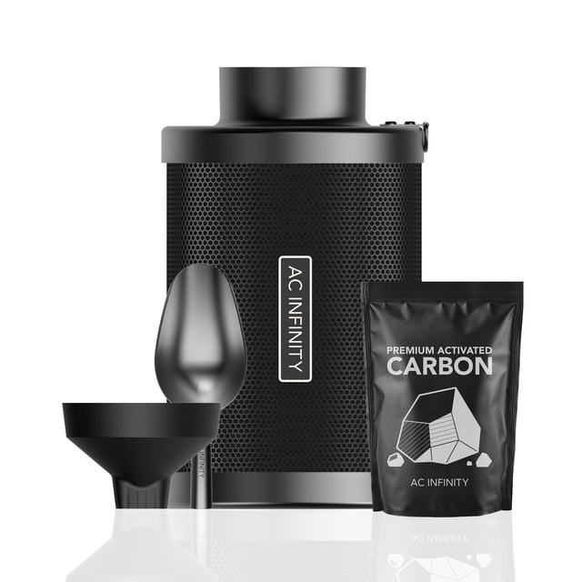 Kit de filtros de carbono AC Infinity de 4 pulgadas, recargable con recarga