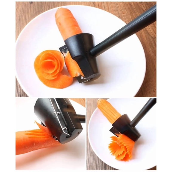 Carrot Curler and Peeler, Vegetable & Fruit Flower Roller Set, Root Vegetables Fruits Slicer Sharpener Garnishing Tool for Chefs & Home Cooks