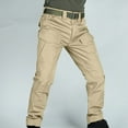 thumbnail image 4 of Tdoqot Mens Cargo Pants- Straight Leg Stretch Waterproof Casual Baggy Work Pants Khaki Size 32, 4 of 9