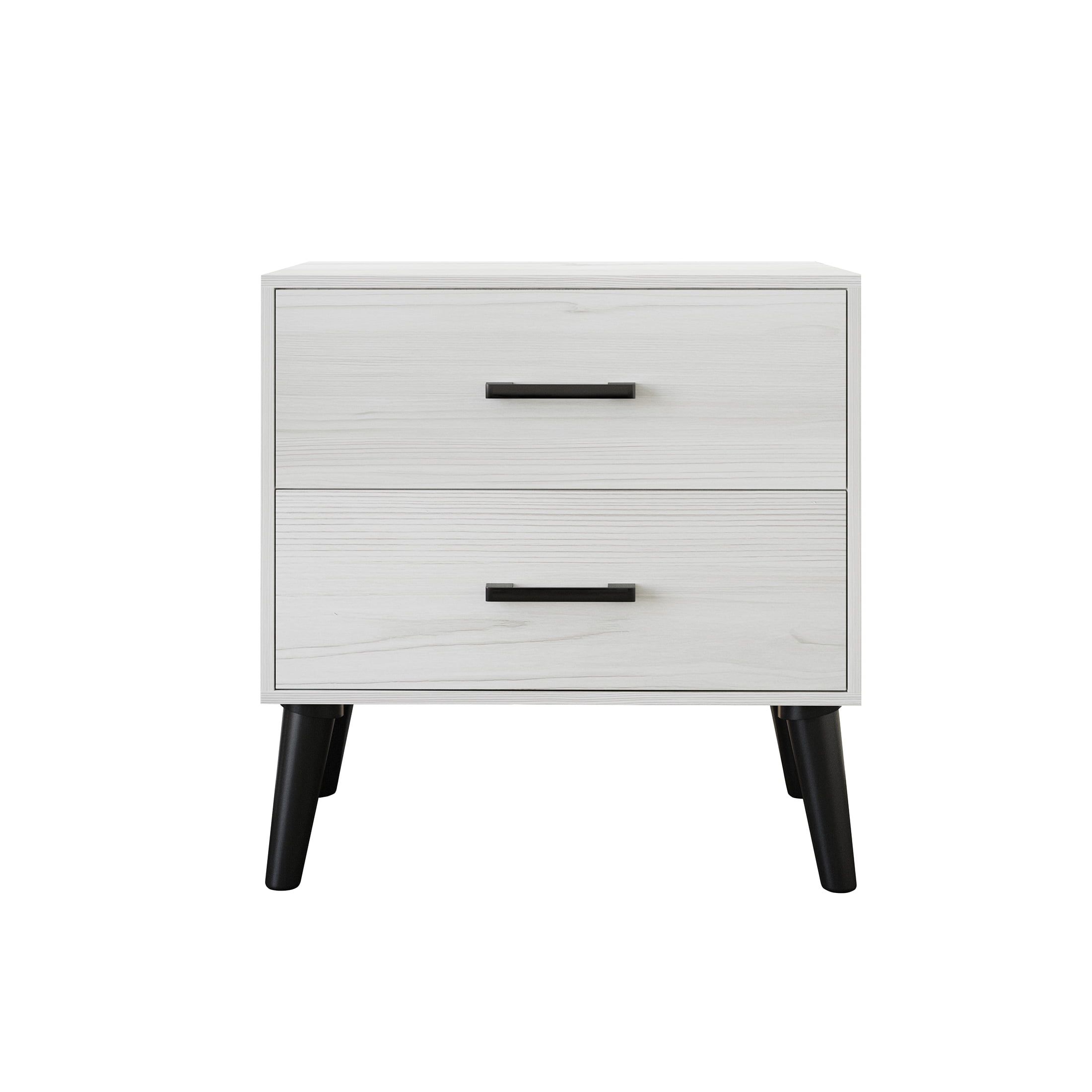 Castle Place Rustic 2 Drawers Wooden Nightstand, Light Grey