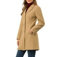 thumbnail image 4 of Unique Bargains Women's Notched Lapel Single Breasted Long Sleeve Winter Coats XS Khaki, 4 of 7