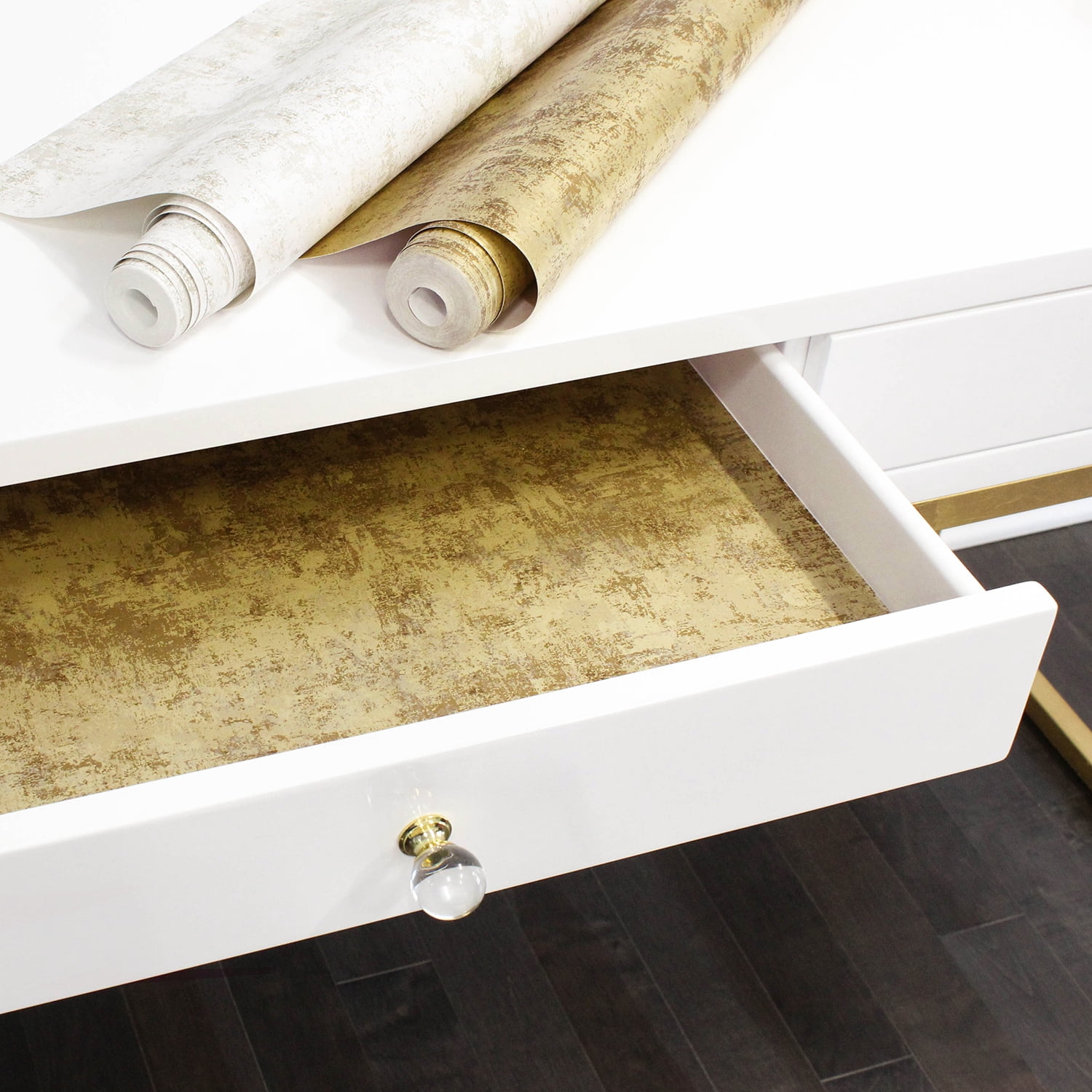Tempaper Distressed Gold Leaf Metallic Gold Peel and Stick Wallpaper, 20.5" x 16.5'