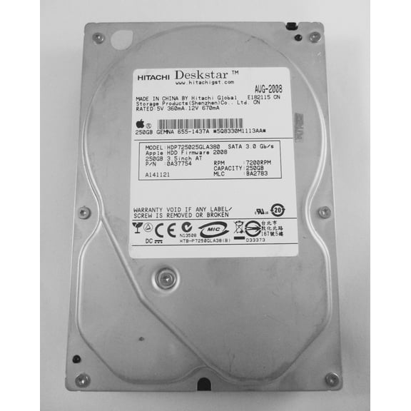 Pre-Owned HDP725025GLA380, PN 0A35399, MLC BA2831, Hitachi 250GB SATA 3.5 Hard Drive