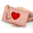 thumbnail image 4 of Pu Leather Credit Card Holder Clutch Wallets for Women Cute Heart Girl Wallet (Pink), 4 of 5