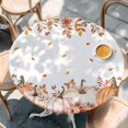 thumbnail image 2 of Fall Pumpkins Round Tablecloth, Fitted Table Cover with Elastic for 55"-60" Round Tables, Thanksgiving Autumn Wildflowers Rustic Leaves Table Cloth Outdoor Indoor Dinning Party Waterproof Tablecloths, 2 of 7
