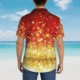 thumbnail image 4 of Pofeuu Red Gold Glitter Print Hawaiian Shirt for Men Sleeves Casual Button Down Summer Beach Dress Shirts T-Shirts,XX-Large, 4 of 7