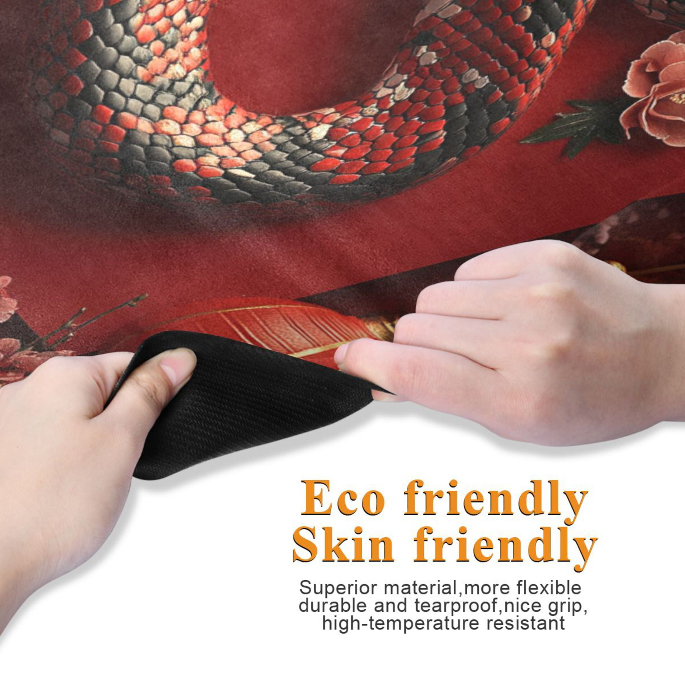 BZSMCE Yoga Mat Women Red Bloom Snake Fitness Mat