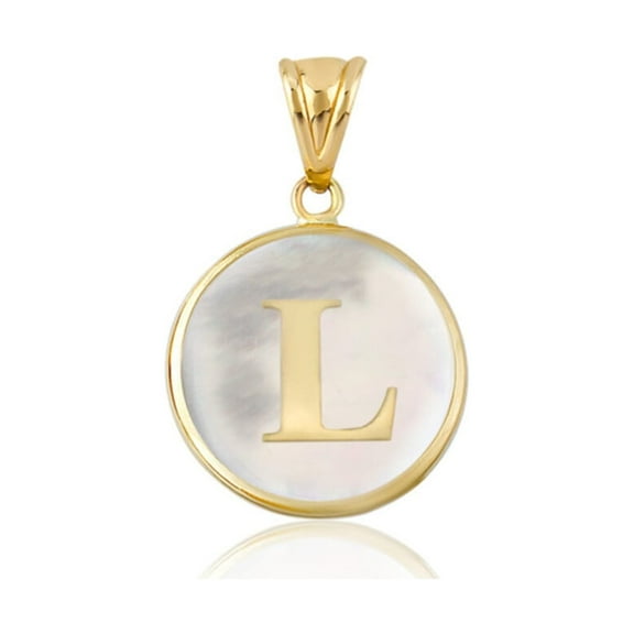 14K Gold Pendant, Gold Letter L, Gold Necklace, Gold Letter Pendant, Pearl Pendant, Chained or Chainless Pendant