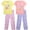 Yellow/Pink Donut, variant on Angel Face Girls Pajama Set - 4 Piece Soft Poly Sleep Shirt and Pajama Pants for Girls (7-12)