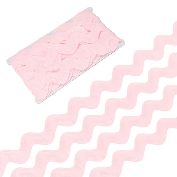 Rick Rack Trim, 10 Yard 25mm / 1 Inch Wave Bending Fringe Trimming Ribbon for Sewing [Pink]