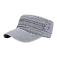 thumbnail image 1 of Nvzi Gorra militar escolar, gorra de béisbol estilo militar, parte superior plana, lavada, primavera verano, retro, ala baja, gorra militar escolar, 1 pieza, gris, 1 of 5