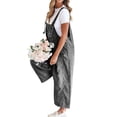 thumbnail image 2 of Women Loose Adjustable Strap Denim Bib Overall Jeans Distressed Wide Leg Baggy Overalls Jumpsuit Gray M, 2 of 7