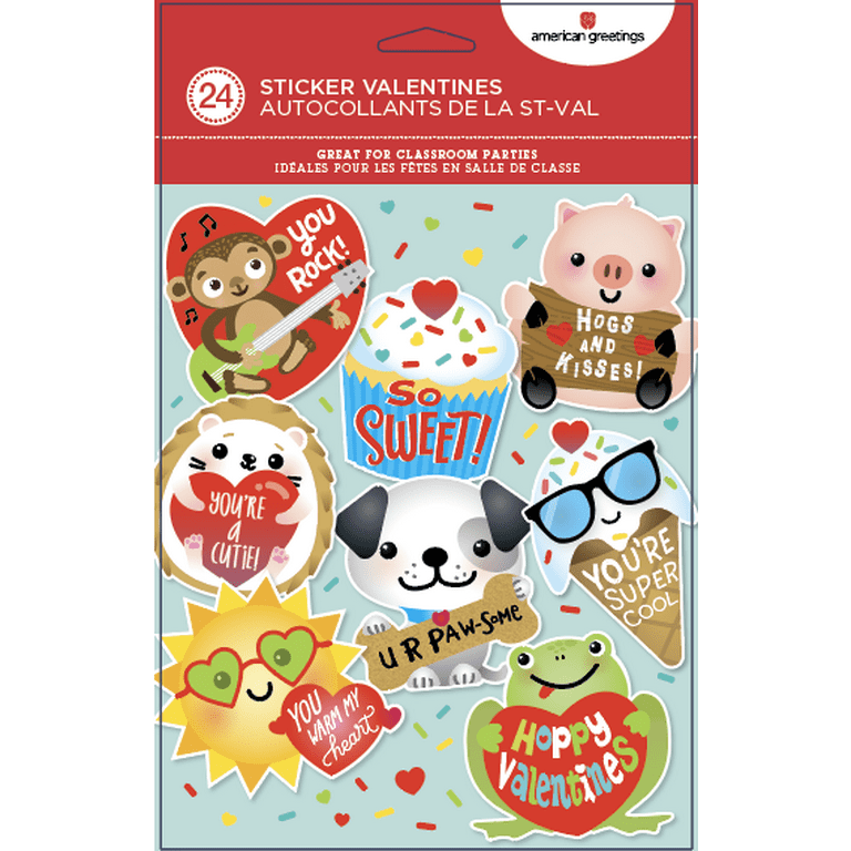  American Greetings Bulk Valentines Stickers for Kids, Hearts  and Animals (688-Count) : Everything Else