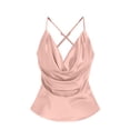 thumbnail image 4 of SSZMDLB Women Sleeveless V Neck Tank Top Satin Solid Slim Fit Elegant Party Blouse Casual Summer Tops Dressy Basic Tee Shirt Date Night Outfits, Pink S, 4 of 8