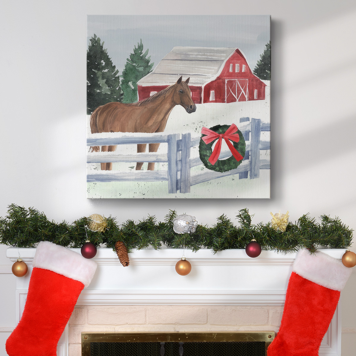 Christmas Farm I- Gallery Wrapped Canvas