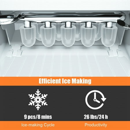Costway - Portable Ice Maker Machine Countertop 26Lbs/24H Self-cleaning w/ Scoop - Black