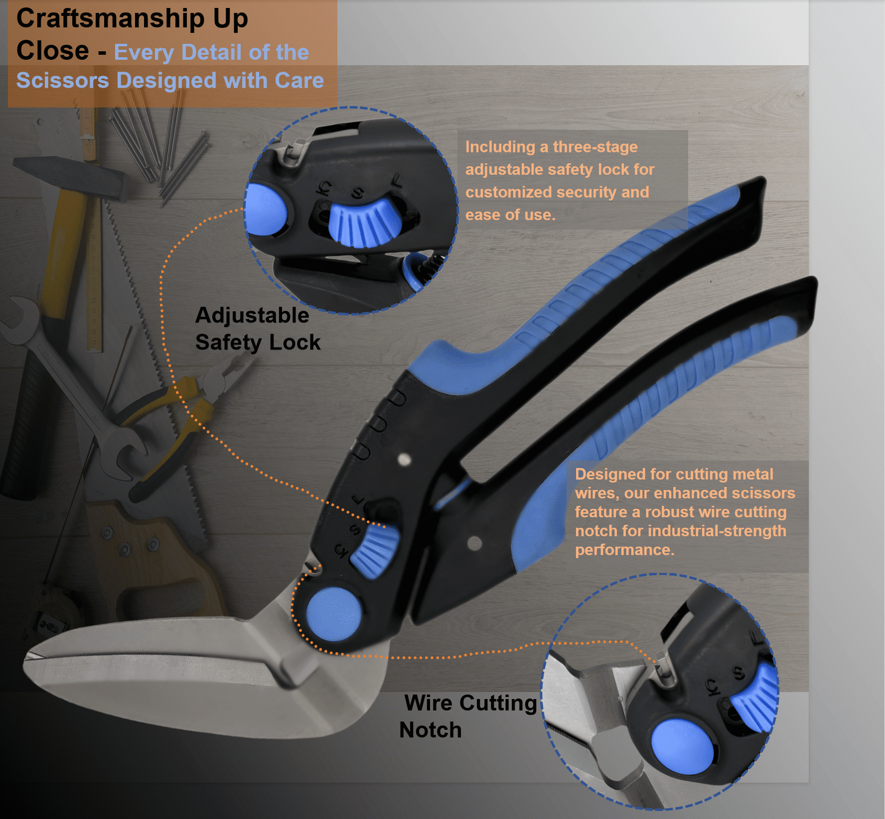 Generic Multipurpose Heavy Duty Stainless Steel Serrated Utility Industrial Shears, 10 Inch, 1 Count