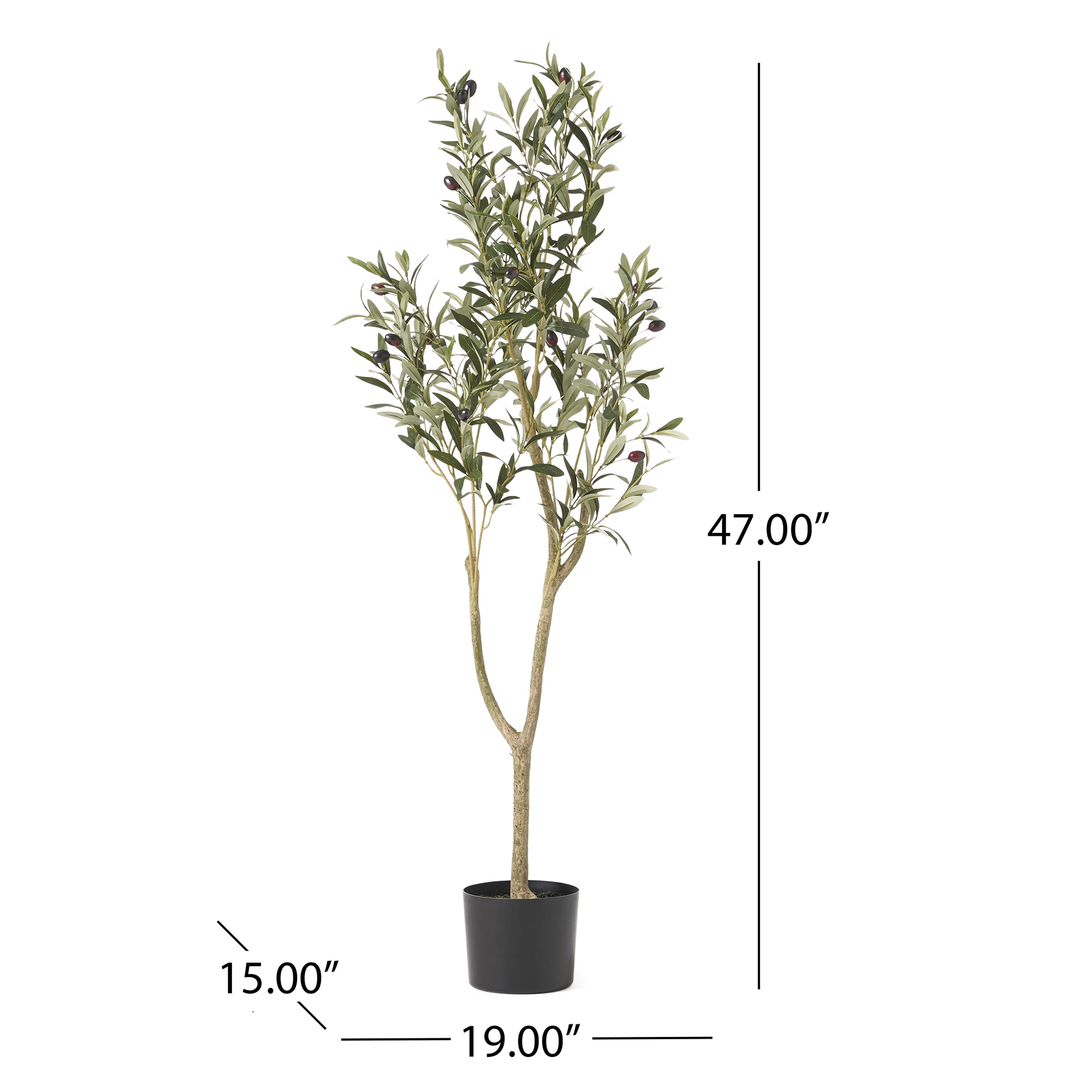 Euroco 3.9FT Artificial Olive Tree, 47" Tall Fake Potted Olive Silk Tree with Pot & Natural Trunk for Home Office Living Room Decor Indoor