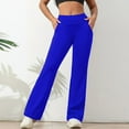 thumbnail image 2 of Women's High Waisted Bootcut Yoga Leggings - Slim Fit Bell Bottom Workout Pants, Blue Size M, 2 of 6