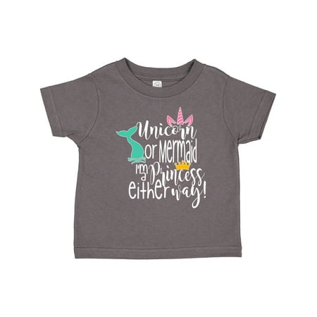 

Inktastic Unicorn or Mermaid I m a Princess Either Way Gift Toddler Boy or Toddler Girl T-Shirt