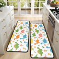 thumbnail image 4 of Dinosaur and Flower White Pattern Anti Fatigue Kitchen Rugs Set Of 2, Non Slip Washable Decorative Floor Mats for Sink Laundry and Home Use, 17"x47", 4 of 5