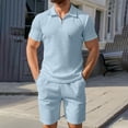 thumbnail image 2 of CHUMUD Mens 2 Piece Summer Outfits Textured Classy Casual Quarter Zip Golf Shirt and Shorts Set Stretch Short Sleeve Suit, 2 of 6