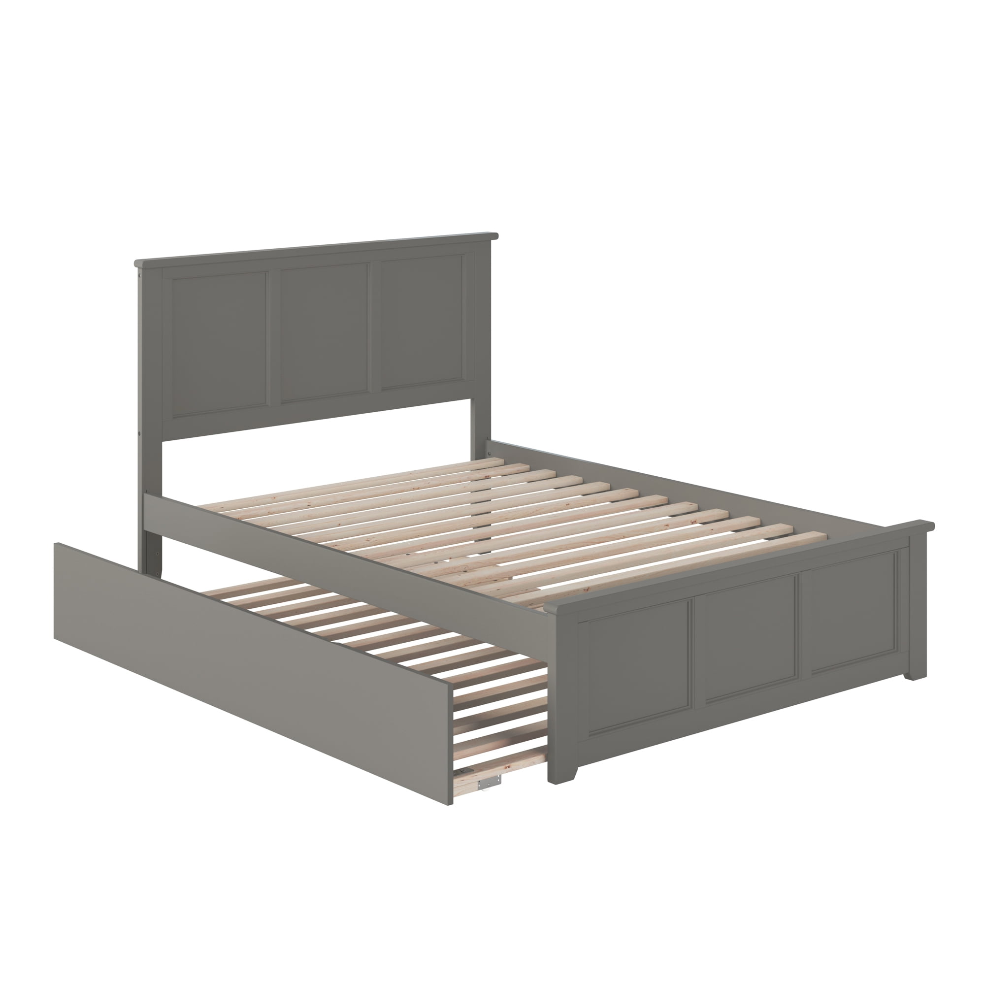 AFI Madison Full Wood Platform Bed with Matching Footboard & Full Trundle, Grey