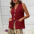 thumbnail image 6 of Xdegoge Vest for Women V Neck Sleeveless Button Down Front Classic Knit Waistcoat With Pockets Casual Slim Fit Sophisticated Work Office Layering Fall Summer Tops, 6 of 8