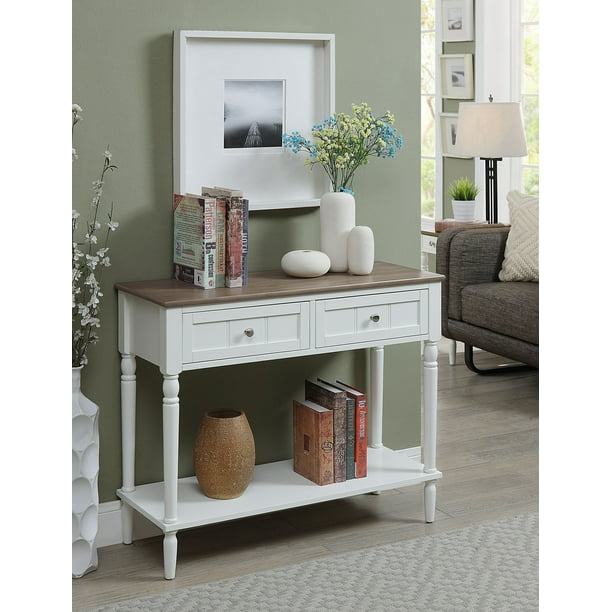 Convenience Concepts French Country Two Drawer Hall Table, Driftwood